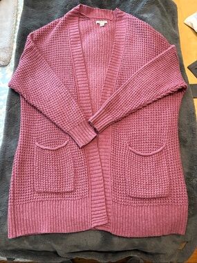 EUC American Eagle Waffle-Knit Open Front Cardigan in Dusty Pink Size S